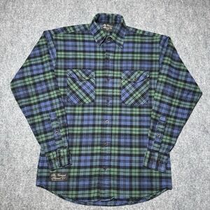 THE‎ VERMONT FLANNEL CO Sz Small Heavy Weight Flannel Shirt Blue/Green Plaid USA